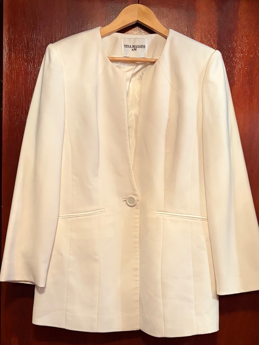 Nina Massini White Single-Button Women's Blazer
